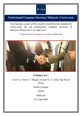 Professional Company Secretary Malaysia | Crowe.com