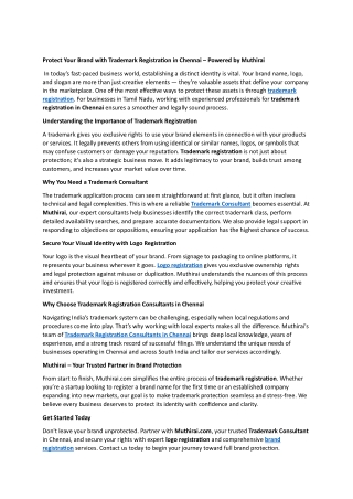 Protect Your Brand with Trademark Registration in Chennai