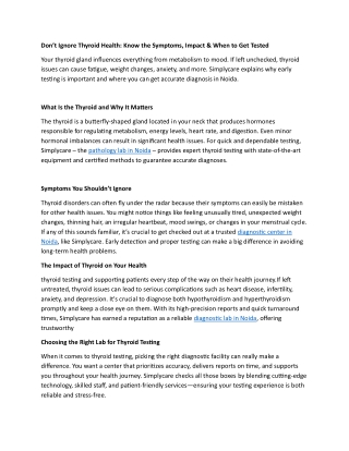 Don’t Ignore Thyroid Health: Know the Symptoms, Impact & When to Get Tested