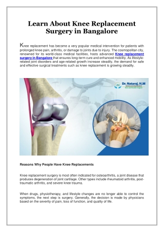 Learn About Knee Replacement Surgery in Bangalore