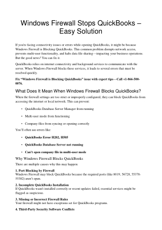 Fix “Windows Firewall is Blocking QuickBooks” Error