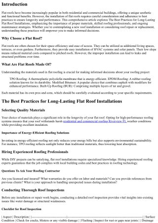 The Best Practices for Long-Lasting Flat Roof Installations