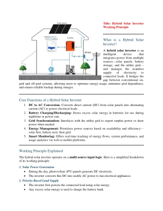 Hybrid Solar Inverter Working