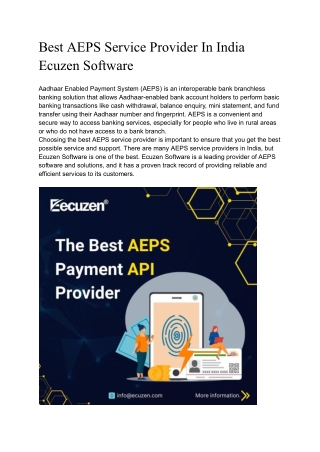 Best AEPS Service Provider In India Ecuzen Software - Google Docs