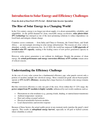 MPPT in Hybrid Solar Inverters