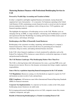 Professional Bookkeeping Services in UAE