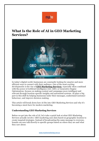 What Is the Role of AI in GEO Marketing Services