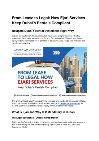 From Lease to Legal_ How Ejari Services Keep Dubai's Rentals Compliant