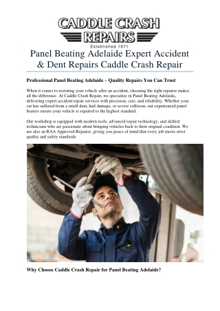 Panel Beating Adelaide Expert Accident