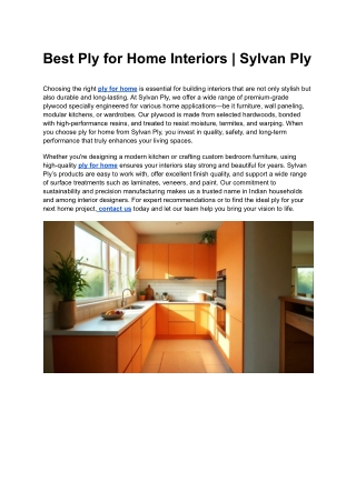 Best Ply for Home Interiors _ Sylvan Ply