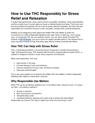 How to Use THC Responsibly for Stress Relief and Relaxation