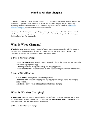 Wired vs Wireless Charging