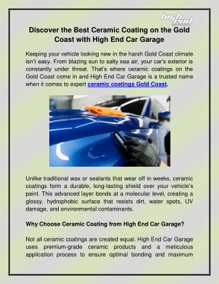 Ceramic coatings gold coast