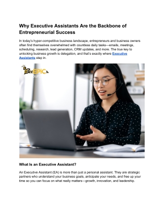 Why Executive Assistants Are the Backbone of Entrepreneurial Success