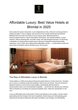 Affordable Luxury_ Best Value Hotels at Bhimtal in 2025