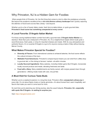 Why Princeton, NJ Is a Hidden Gem for Foodies