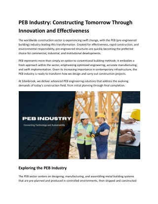 PEB Industry_ Constructing Tomorrow Through Innovation and Effectiveness