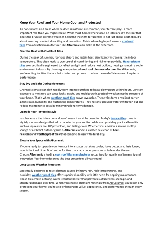 Keep Your Roof and Your Home Cool and Protected