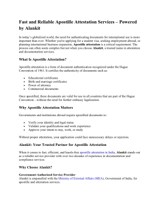 Fast and Reliable Apostille Attestation Services Powered by Alankit