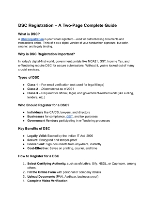 DSC Registration – A Two-Page Complete Guide