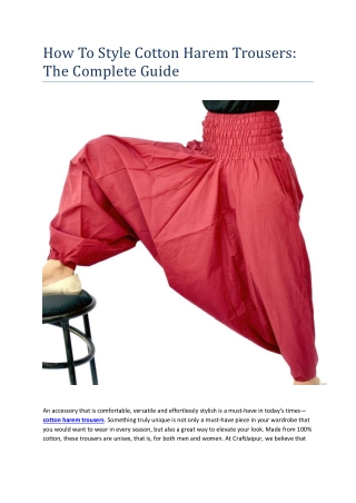 How To Style Cotton Harem Trousers