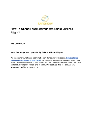 How To Change and Upgrade My Asiana Airlines Flight_