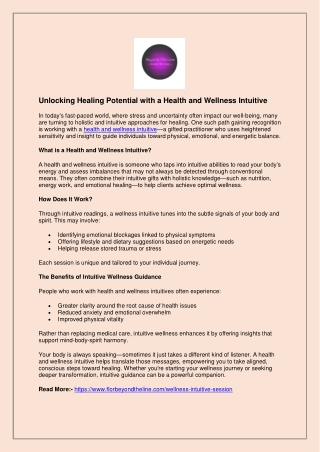 Unlocking Healing Potential with a Health and Wellness Intuitive