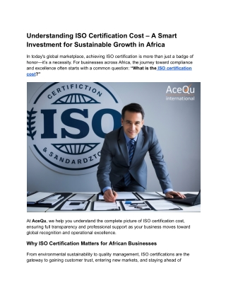 ISO Certification Cost