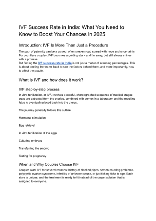 IVF Success Rate in India: What You Need to Know to Boost Your Chances in 2025
