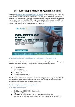 Best Knee Replacement Surgeon .. ..