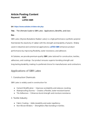 The Ultimate Guide to SBR Latex _ Applications, Benefits, and Uses