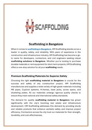 Scaffolding in Bangalore