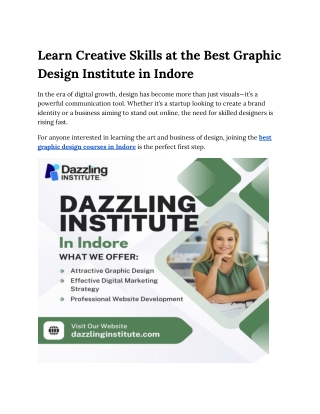 Learn Creative Skills at the Best Graphic Design Institute in Indore