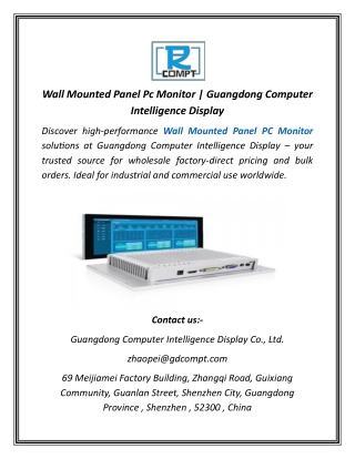 Wall Mounted Panel Pc Monitor | Guangdong Computer Intelligence Display