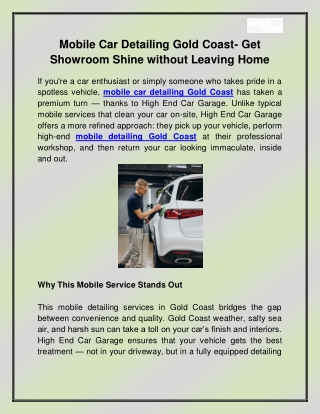 Mobile Car Detailing Gold Coast