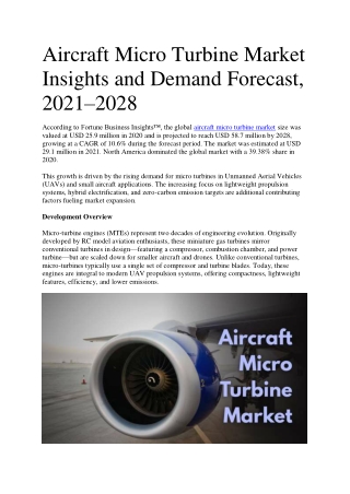 Aircraft Micro Turbine Market