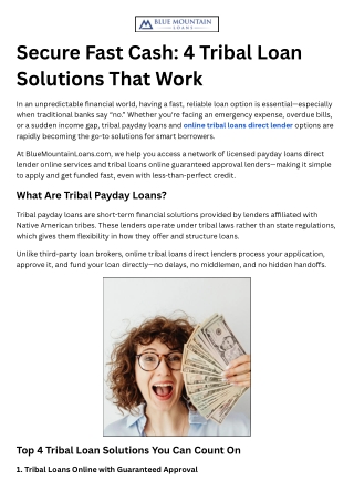 Secure Fast Cash: 4 Tribal Loan Solutions That Work