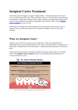 Incipient Caries Treatment