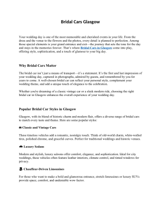 Bridal Cars Glasgow