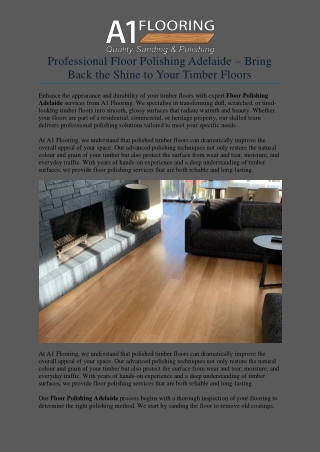 Professional Floor Polishing Adelaide