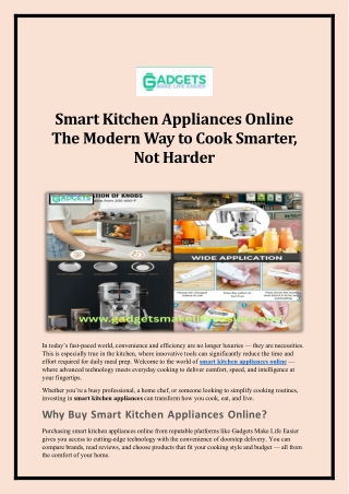 Smart Kitchen Appliances Online The Modern Way to Cook Smarter, Not Harder