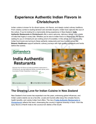 Experience Authentic Indian Flavors in Christchurch