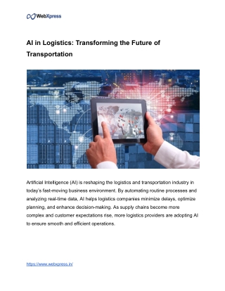 AI in Logistics Transforming the Future of Transportation
