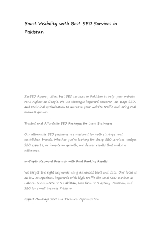 Boost Visibility with Best SEO Services in Pakista