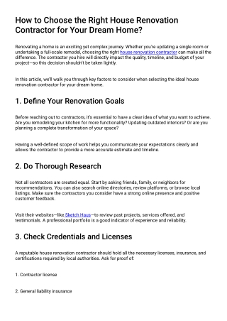 How to Choose the Right House Renovation Contractor for Your Dream Home