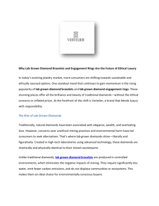 Why Lab Grown Diamond Bracelets and Engagement Rings Are the Future of Ethical L