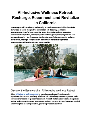 All-Inclusive Wellness Retreat_ Recharge, Reconnect, and Revitalize in California