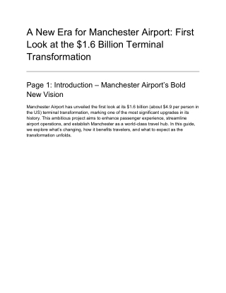 A New Era for Manchester Airport