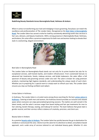 Redefining Beauty Standards Across Bannerghatta Road