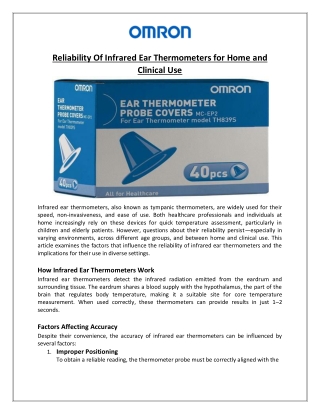 Reliability of Infrared Ear Thermometers for Home and Clinical Use